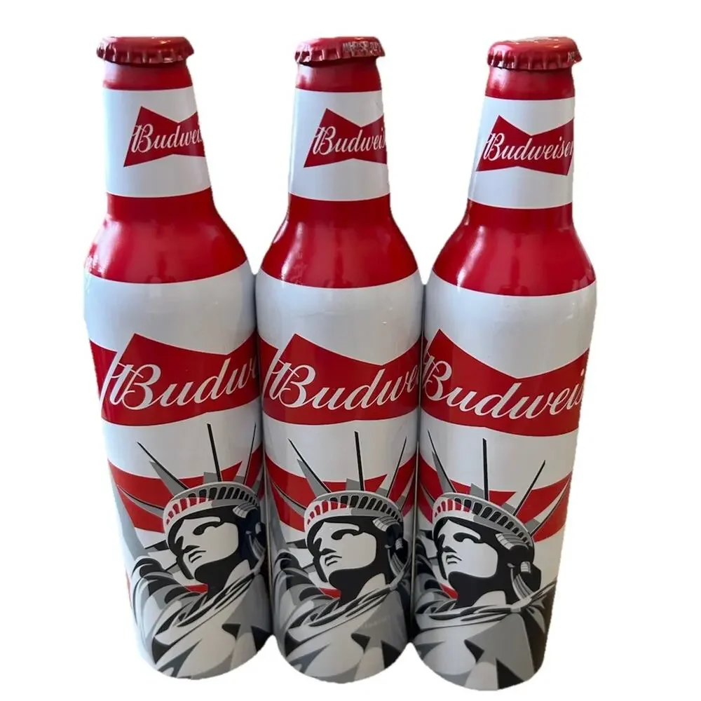 3* STATUE LIBERTY BUDWEISER BEER CANS USA NEW YORK NY Aluminum EMPTY Lot Of 3